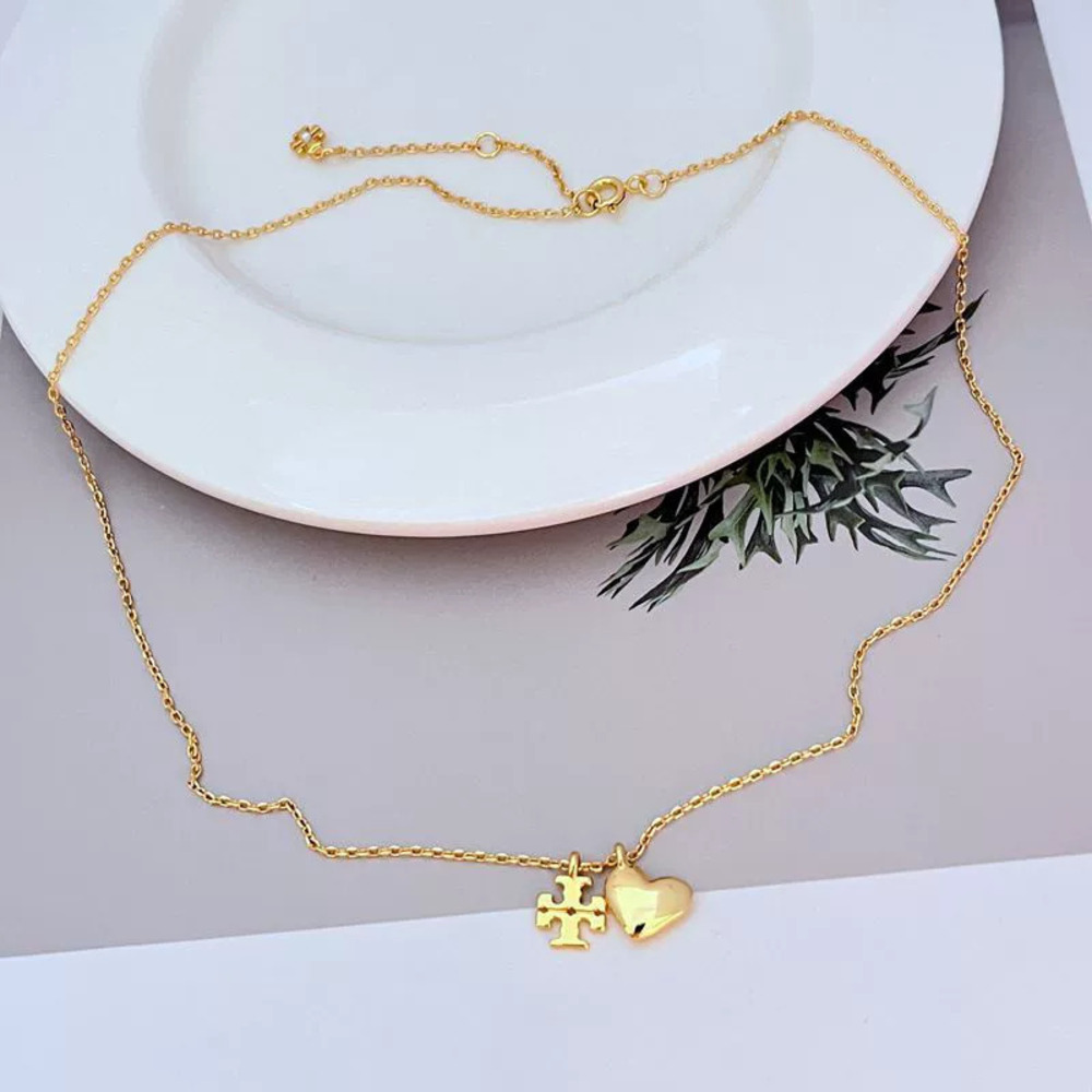 Tory Burch Heart Letter Pendant Necklace